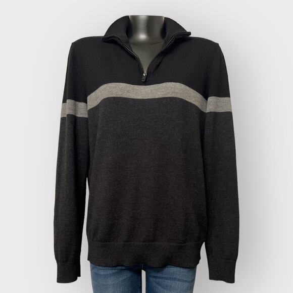 Express Mens 1/4 Zip Sweater sz L Merino Wool Preppy Lightweight Long Sleeve - Picture 1 of 6